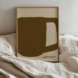 Coffee Mug Silhouette Poster, Mid Century Modern Wall Neutral Art Print For Station - thumbnail 3