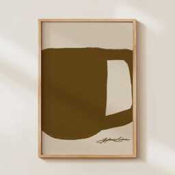 Coffee Mug Silhouette Poster, Mid Century Modern Wall Neutral Art Print For Station - thumbnail 2