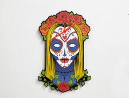 Sugar Skull Catrina Calavera Blonde Hair - Wall Clock - thumbnail 1