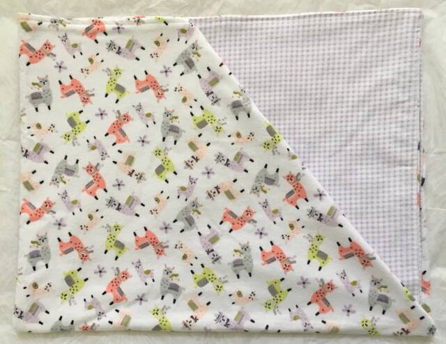 Llama Flannel Baby Blanket Reversible Toddler Bedding - 30x40 - image 1