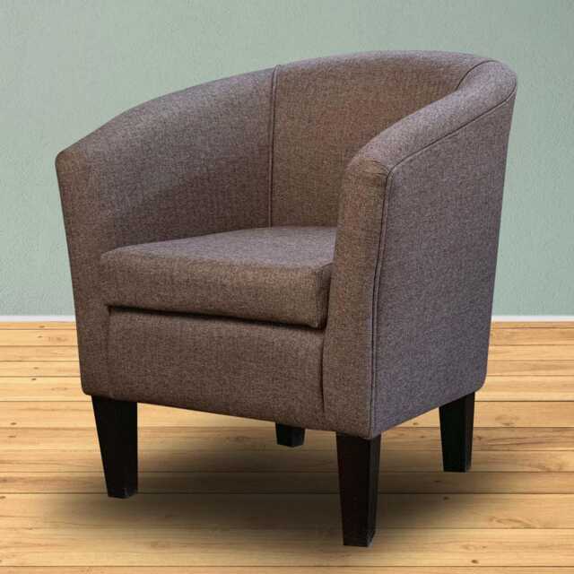 Camel Tweed Tub Chair - Handmade Traditional Barrel Made To Order in Britain - image 1
