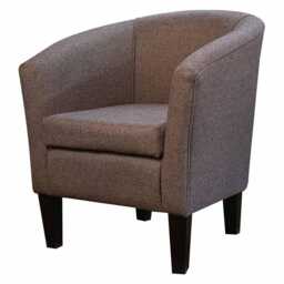 Camel Tweed Tub Chair - Handmade Traditional Barrel Made To Order in Britain - thumbnail 3