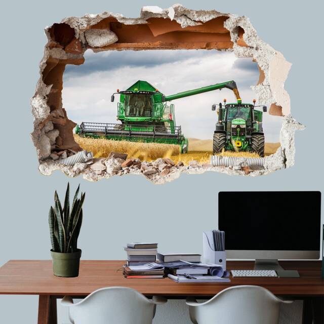 Wheat Fields Tractor Combine Harvester Wall Sticker Decal Mural Poster Decor 513 - image 1