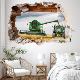 Wheat Fields Tractor Combine Harvester Wall Sticker Decal Mural Poster Decor 513 - thumbnail 2