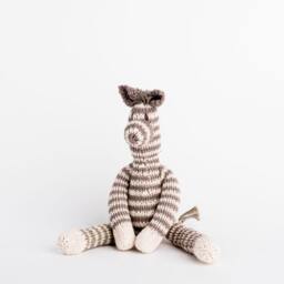 Hand Knit Cotton Zebra Stuffed Animal - Kenana Knitters - thumbnail 2