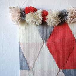 Pastel Circus Nursery Decor Woven Tapestry Wall Hanging, Diamond Patterned Textile Art - thumbnail 4