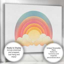 Pastel Rainbow Clouds Dreamy Nursery Illustration Canvas Wall Art Print Decor Picture Ready To Hang - thumbnail 3