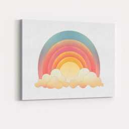 Pastel Rainbow Clouds Dreamy Nursery Illustration Canvas Wall Art Print Decor Picture Ready To Hang - thumbnail 4