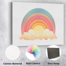 Pastel Rainbow Clouds Dreamy Nursery Illustration Canvas Wall Art Print Decor Picture Ready To Hang - thumbnail 2