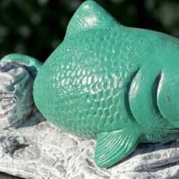 Outdoor Fish Sculpture Concrete Koi Figurine Cement Animal Decoration Handmade Art Fish Lover Gift Front Door Ornament Yard - thumbnail 3