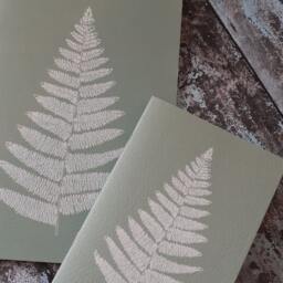 Sage Green Fern Print Textured Botanical Wall Art - A5 A4 - thumbnail 2