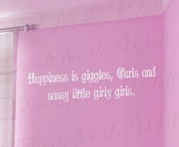 Happiness Giggle Curl & Sassy Little Girl Room Kid Baby Nursery Adhesive Vinyl Lettering Quote Wall Decal Art Sticker Decor Decoration K51 - thumbnail 1