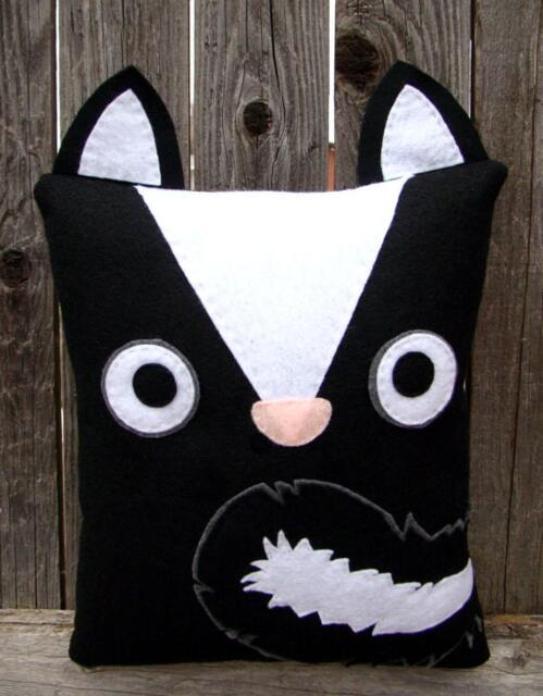 Skunk Plush Pillow Handmade Fleece Woodland Nursery Decor