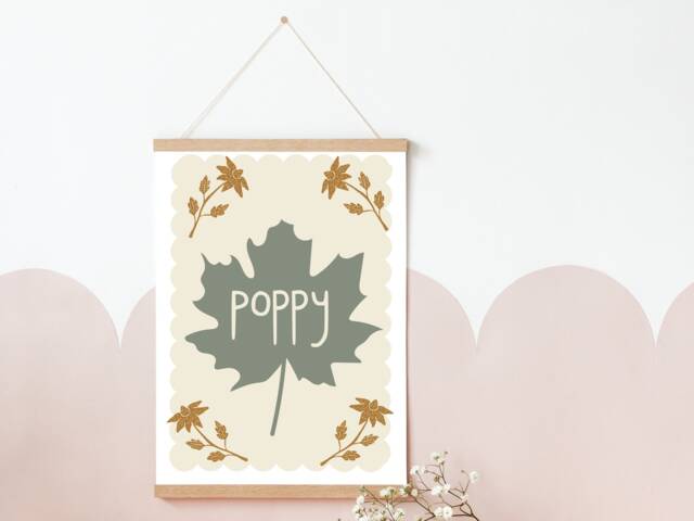 Personalised Woodland Leaf Print For Girls Or Boys Room, Nursery Playroom - Print Only - image 1