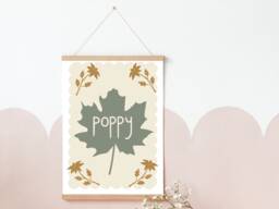 Personalised Woodland Leaf Print For Girls Or Boys Room, Nursery Playroom - Print Only - thumbnail 1