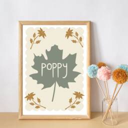 Personalised Woodland Leaf Print For Girls Or Boys Room, Nursery Playroom - Print Only - thumbnail 2