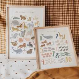 Animal Alphabet & Numbers Print Set, Educational Prints, Scandi Nursery, Playroom Kids Art - thumbnail 2