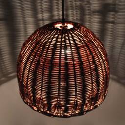 Handwoven Rattan Pendant Light, Rustic Brown Lampshade - thumbnail 3