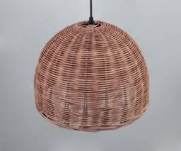 Handwoven Rattan Pendant Light, Rustic Brown Lampshade - thumbnail 1