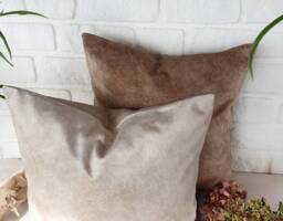 Ecru & Coffee Cream Velvet Pillow Cover Modern Scandinavian Decor