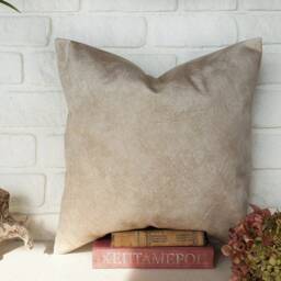 Ecru & Coffee Cream Velvet Pillow Cover Modern Scandinavian Decor - thumbnail 3
