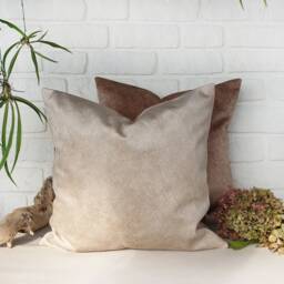 Ecru & Coffee Cream Velvet Pillow Cover Modern Scandinavian Decor - thumbnail 2
