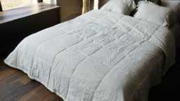 Linen Quilt Bedspread Queen Quilted Linen Blanket Bed Comforter Striped Cover Throw Soft Scandinavian Bedding - thumbnail 1