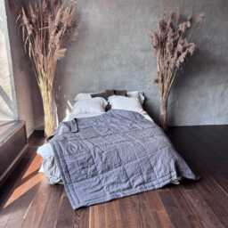 Linen Quilt Bedspread Queen Quilted Linen Blanket Bed Comforter Striped Cover Throw Soft Scandinavian Bedding - thumbnail 4