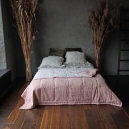Linen Quilt Bedspread Queen Quilted Linen Blanket Bed Comforter Striped Cover Throw Soft Scandinavian Bedding - thumbnail 3