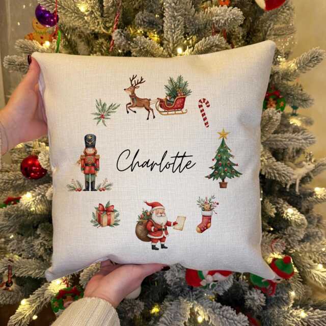 Personalised Cushion - Personalized Pillow Christmas Family Decor -Christmas Gift Winter - image 1