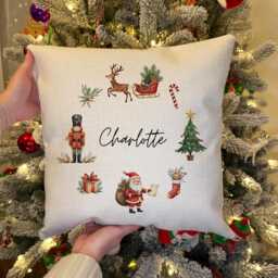 Personalised Cushion - Personalized Pillow Christmas Family Decor -Christmas Gift Winter - thumbnail 1