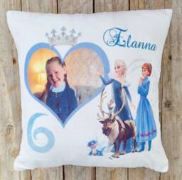 Frozen 2, Elsa & Anna Personalised Cushion/Pillow. Gift/ Birthday Gift With Picture, Home, Bedroom Accessory - thumbnail 1