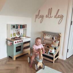 Play All Day 80cm Playroom Sign Scribble Font - Wall Art Home Decor Wooden Name Nursery Play Sign - thumbnail 2
