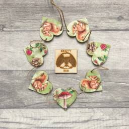 Red Squirrel Garland, Autumn Woodland Animal Bunting, Toadstool Wall Decor, Gifts For Mothers Day - thumbnail 1