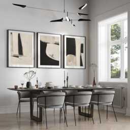Set Of 3, Geometric Abstract Art, Black Neutral Beige, Living Room Wall Art Poster Prints Home Decor, A5, A4, A3 A2 A1 Sizes, Fast Delivery - thumbnail 2