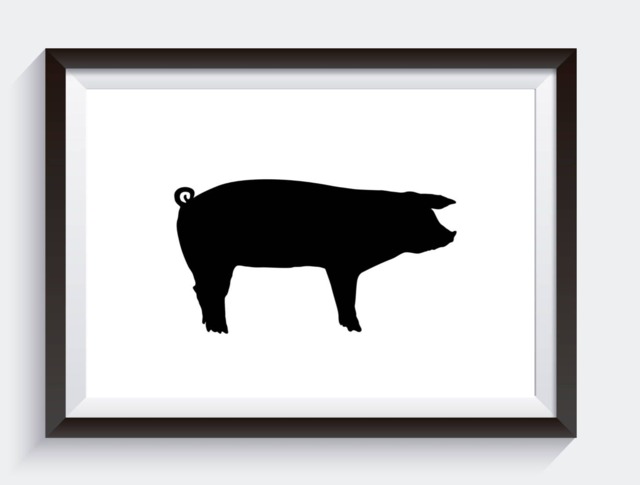 Pig Silhouette, Digital Print, Black & White Art, Gallery Wall Decor, Kitchen Southern Rustic Farmhouse Art - image 1