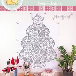 Giant Poster - Mandala Christmas Tree To Color In - thumbnail 2