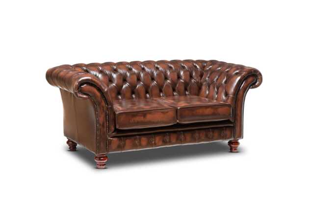Chesterfield Two Seater Belmont Sofa Antique Brown Leather - image 1