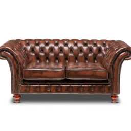 Chesterfield Two Seater Belmont Sofa Antique Brown Leather - thumbnail 2