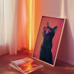Cat in Red Heart Sunglasses Poster Funny Y2K Wall Art - thumbnail 2