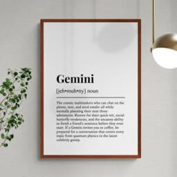 Gemini Zodiac Sign Funny Definition Astrology Gift Wall Art Print - thumbnail 2