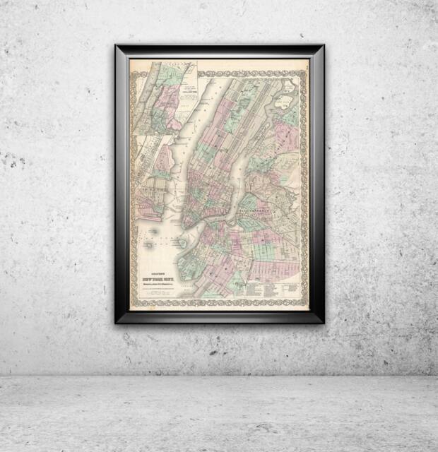 Antique New York City Map Print By Colton Vintage Nyc Wall Art - image 1