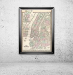 Antique New York City Map Print By Colton Vintage Nyc Wall Art - thumbnail 1