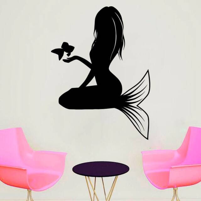 Mermaid Wall Decal Removable Vinyl Sticker, Bathroom Decor 4325 - image 1