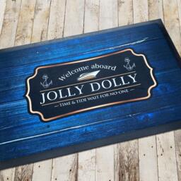 Personalised Boat Mat - Wood Effect - Nautical Sailing Boat, Yacht Large Door Bg23 - thumbnail 1