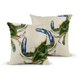 Crab Cushion - Sea Creature Decorative Throw Pillow Mustard & Gray