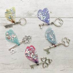 Silver Flying Keys - Pastel Magical & Glittery Wings - Perfect For Fantastical Magic Decor, Wedding Bedroom Gift - thumbnail 3