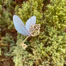 Silver Flying Keys - Pastel Magical & Glittery Wings - Perfect For Fantastical Magic Decor, Wedding Bedroom Gift - thumbnail 2