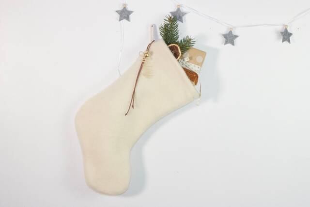 Personalized Wool Christmas Stocking Scandinavian Nordic Farmhouse Decor - image 1