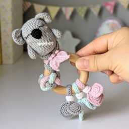 Koala Baby Rattle, Handmade Wooden Sensory Toy - thumbnail 1